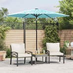 vidaXL Parasol met stalen paal 268x268x226 cm blauw, Tuin en Terras, Verzenden, Nieuw, 2 tot 3 meter