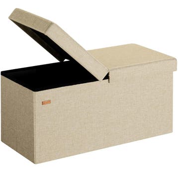 Opbergbank Beige 76x38x38cm met opbergvak opvouwbaar, Huis en Inrichting, Complete inboedels, Verzenden