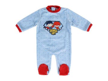 Baby romper boxpakje - Superhelden - Velours - Blauw, Verzenden, Nieuw