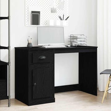 vidaXL Bureau Zwart Eiken 50 x 115 x 75 cm Bewerkt hout, Verzenden, Nieuw