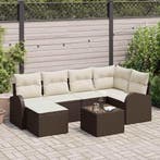 vidaXL Tuinbankenset 7 pcs Bruin poly rattan, Verzenden, Nieuw, Rotan, 7 zitplaatsen