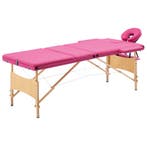 vidaXL Massagetafel inklapbaar 3 zones hout roze, Sport en Fitness, Massageproducten, Verzenden, Nieuw
