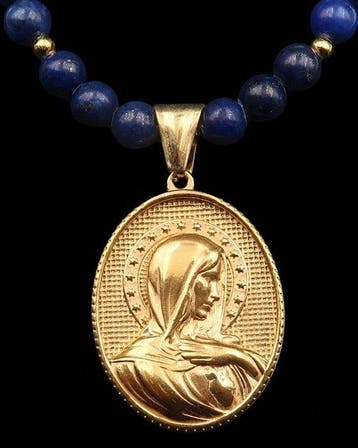 Lapis lazuli - Halsketting Maagd Maria – Medaillon