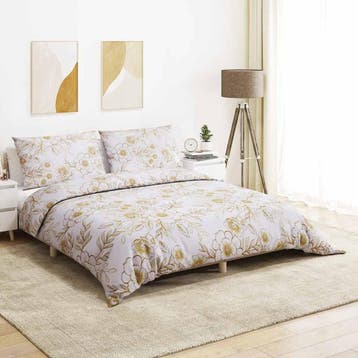 vidaXL Dekbedovertrekset 260x220 cm katoen wit en bruin, Verzenden, Nieuw, Wit
