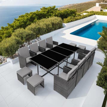 Wicker zitgroep Palma 8+4+1 met beschermhoes, Verzenden, Nieuw
