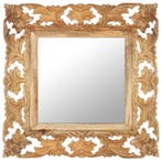 vidaXL Spiegel handgesneden 50x50 cm massief mangohout bruin, Huis en Inrichting, Woonaccessoires | Spiegels, Verzenden, Nieuw