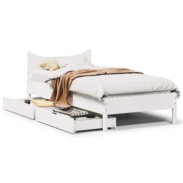 vidaXL Bedframe met lades massief grenenhout wit 75x190 cm, Eenpersoons, Verzenden, Wit, Nieuw