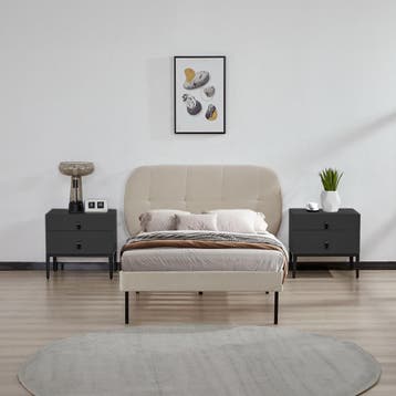 Gestoffeerd bed Porvoo met bedbodem 90x200 cm beige [en.casa, Verzenden, Nieuw