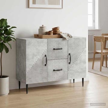 vidaXL Dressoir met lade Betongrijs 89 x 34,5 x 60 cm, Verzenden, Nieuw, Overige houtsoorten, Minder dan 50 cm