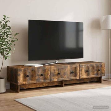 vidaXL TV-kast 147 x 34,5 x 30 cm Gerookt eiken Bewerkt hout, Huis en Inrichting, Kasten | Televisiemeubels, Minder dan 50 cm