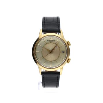 Jaeger LeCoultre Memovox Ref. 855; Vintage 18k. Gouden He..., Overige merken, Ophalen of Verzenden, Goud, Leer