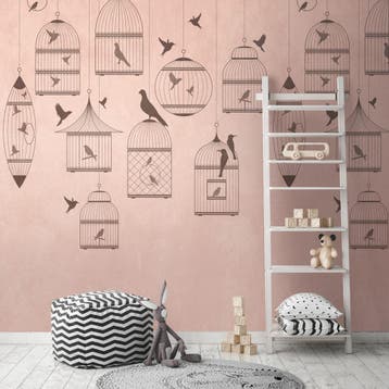 Profhome 382961-GU Fotobehang vogel patroon mat roze grijs, Verzenden
