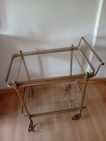 Serveerwagen - Messing, Glas - Elegante barwagen