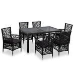 vidaXL 7-delige Tuinset poly rattan zwart, Tuin en Terras, Tuinsets en Loungesets, 6 zitplaatsen, Nieuw, Tuinset, Verzenden