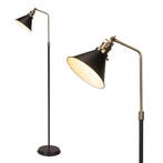 Industriële vloerlamp zwart goud vintage, Huis en Inrichting, Lampen | Vloerlampen, Verzenden, Nieuw
