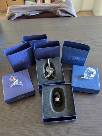 Beeld, Swarovski leden artikelen 4 stuks - 5 cm - Kristal