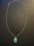 No-Fade Goud-Stijl Vergulde Blauwe Marmer Hanger Ketting, Overige materialen, Overige voorstellingen, Nieuw, Ophalen of Verzenden