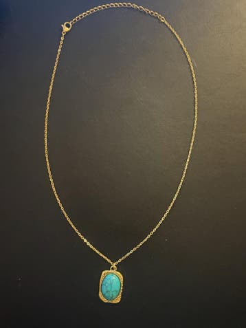 No-Fade Goud-Stijl Vergulde Blauwe Marmer Hanger Ketting, Overige materialen, Overige voorstellingen, Nieuw, Ophalen of Verzenden