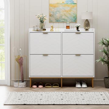 Schoenenkast - Schoenenrek - 100x103,5x24 cm - Wit - UEV, Verzenden, Zo goed als nieuw