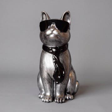 Beeld, Kat met bril - 41 cm - Polyresin