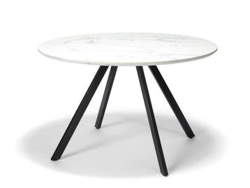 Ronde eettafel GYRUS Wit 120 cm diameter Marmerlook, Huis en Inrichting, Tafels | Eettafels, Verzenden, Overige materialen, Rond