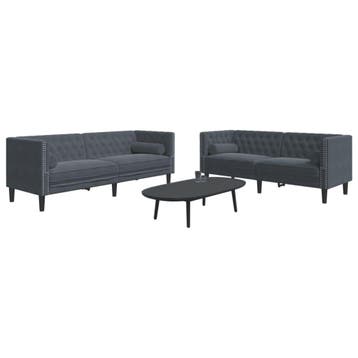 vidaXL 2-delige Loungeset Chesterfield en bolsters fluweel, Verzenden, Nieuw, Vierpersoons of meer, Stof