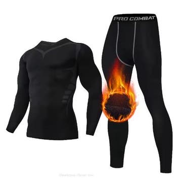 Heren Thermisch Ondergoed Set 2 Delig Fleece Warm Compressie, Kleding | Dames, Wintersportkleding, Verzenden, Nieuw