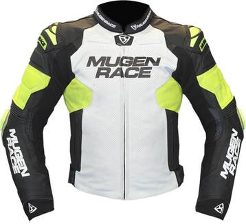 MUGENRACE Mry Zwart Wit Fluo Gele Leren Jas, Motoren, Kleding | Motorkleding, Nieuw met kaartje, Jas | leer, MUGENRACE, Heren