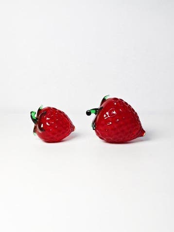 sculptuur, Set di 2 Fragole decorative - 6 cm - Muranoglas