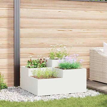vidaXL Plantenbak Wit 80 x 80 x 48 cm Staal, Verzenden, Nieuw, Metaal, 60 tot 100 cm