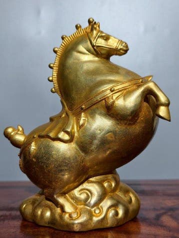 Beeld, Tang-Dynastie stijl paard - 20 cm - Koper, Antiek en Kunst