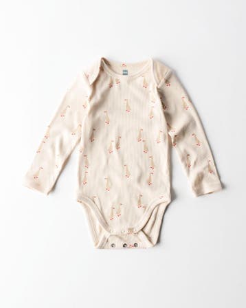 HEMA Baby meegroeiromper LENZING™ ECOVERO™ rib dieren creme, Verzenden, Nieuw