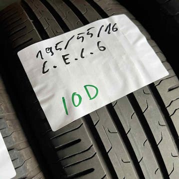 2 x Continental EcoContact 6 195-55-16 Zomerbanden 4,5mm, Gebruikt, 16 inch, Ophalen of Verzenden, Band(en)