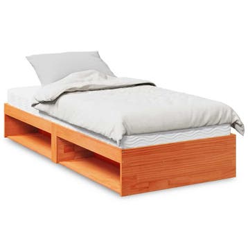 vidaXL Slaapbank me matras 90x190 cm massief grenenhout, 90 cm, Eenpersoons, Bruin, Verzenden