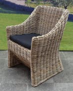 Kursi Louise dining tuinstoel naturel rotan - olefin black, Ophalen of Verzenden, Nieuw