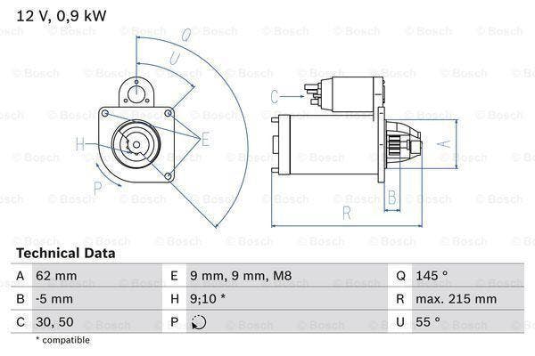 Startmotor / Starter CITROËN BX (11,14 E,14), Auto-onderdelen, Motor en Toebehoren, Nieuw, Ophalen of Verzenden