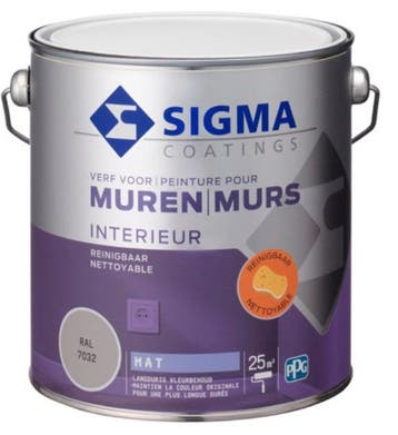 Sigma Muurverf Mat Reinigbaar - RAL 7016 antracietgrijs -..., Nieuw, Ophalen of Verzenden, Verf, Grijs