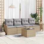 vidaXL Tuin Sofa Set Beige poly rattan, Tuin en Terras, Verzenden, Nieuw, Rotan, 5 zitplaatsen