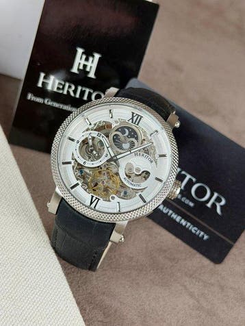 Heritor - Aries Skeleton Dial - Black/White - Zonder, Nieuw