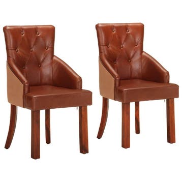 Eetkamerstoelen echt geitenleer | Retourdeal 57% Korting, Twee, Bruin, Vintage, Ophalen of Verzenden