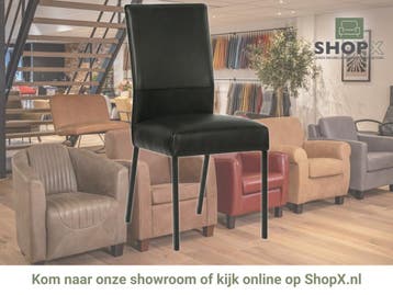 Leren eetkamerstoel Real - Granada Black (zwart) - Poten, Huis en Inrichting, Stoelen, Zwart, Nieuw, Ophalen of Verzenden, Eén