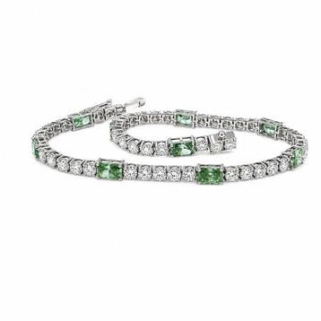 Armband - 14 karaat Witgoud - 6.40ct. tw. Groen Diamant, Nieuw