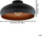 EGLO Mogano Plafondlamp - E27 - Ø 40 cm - Zwart/Koper, Verzenden, Nieuw