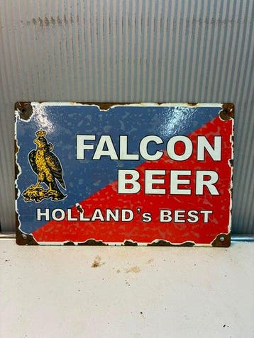 Falcon Beer – Holland’s Best – Emaille Reclamebord - Emaille, Antiek en Kunst