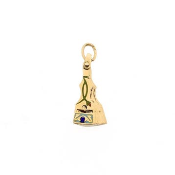 Gouden hanger van een Spaanse waaier met emaille, Ophalen of Verzenden, Gebruikt, Goud, Overige merken
