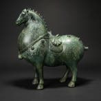 Beeld, Exclusief Tang-Dynasty stijl paard - 24.5 cm - Brons