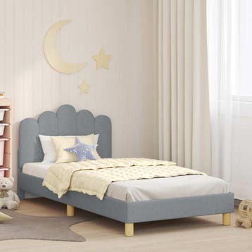 vidaXL Bedframe voor kinderen met hoofdbord Lichtgrijs 80 x, Verzenden, Nieuw, Stof