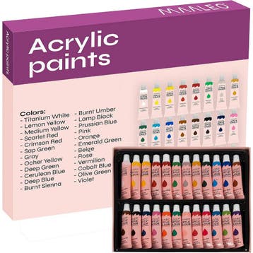 Maaleo Acrylverf Set 24 Kleuren - 12 ml Tubes voor Alle O..., Hobby en Vrije tijd, Ophalen of Verzenden, Nieuw