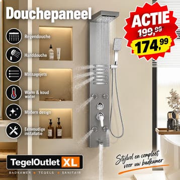Douchepaneel met LED – Regendouche & Massagejets - Luxe 5-in, Ophalen, Nieuw