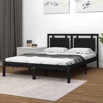 vidaXL Bedframe massief hout zwart 200x200 cm, Huis en Inrichting, Slaapkamer | Bedden, Verzenden, Zwart, Overige maten, 200 cm